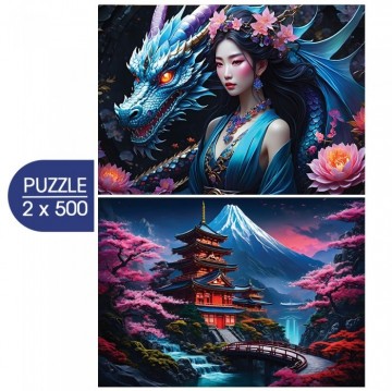 Bluebird puzzle f 90950 bluebird puzzle 2 puzzles japan spirit asia collection puzzle 500 pieces101759 1700