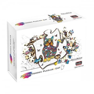 Rainbow wooden puzzle cat