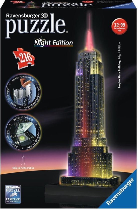 Bewust middelen modus 3D Puzzel Ravensburger Empire State Building Night Edition (3D) -  www.spelenpuzzel.be